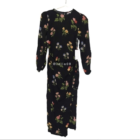 Reformation Reza Dress In Night Bloom Long Sleeve Dress Size 4 new with … - Picture 11 of 17